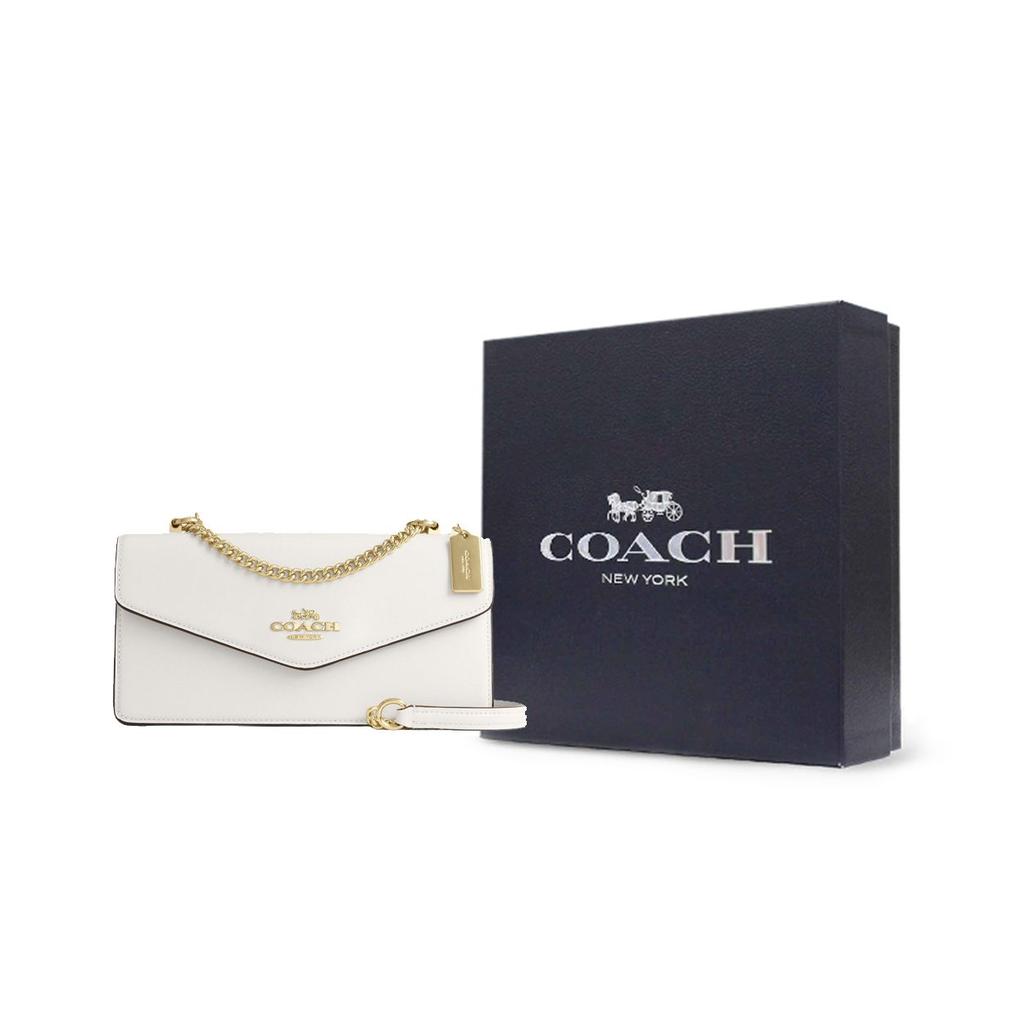 Coach Klare 26 Brand Micro Logo Chain Shoulder Strap Leather Envelope Bag Women Shoulder Bag Chalk-White CBI98-IMCHK