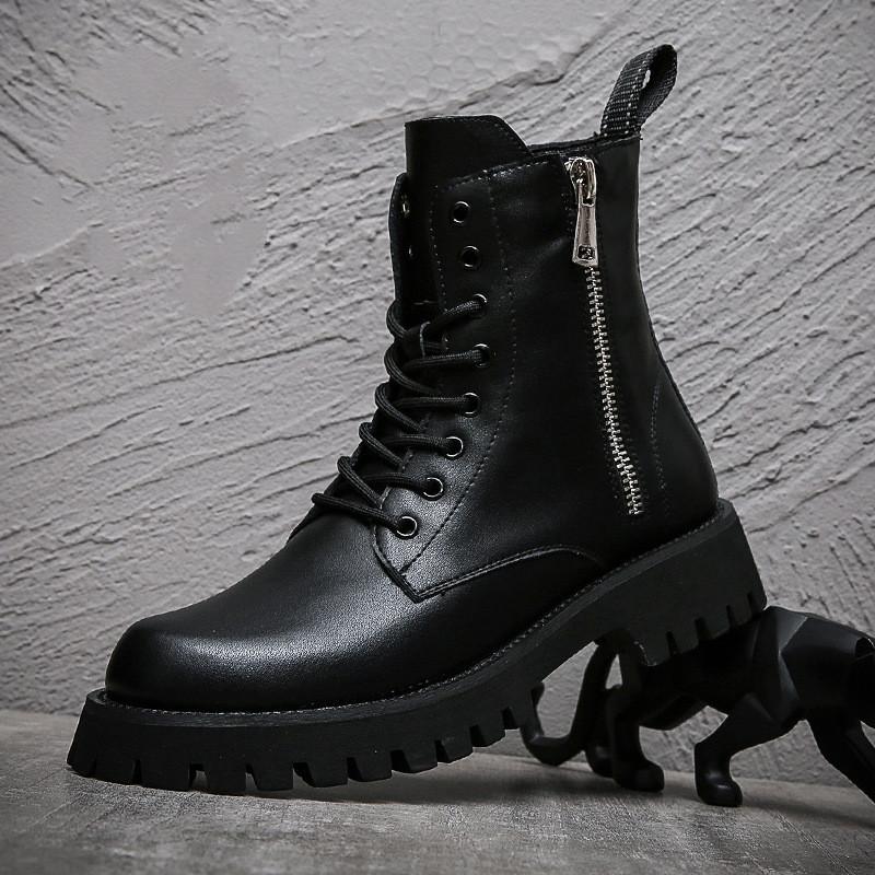 

Мода Англійський стиль чоловічі розкішні модні черевики на високій платформі на шнурівці чорно-білі туфлі оригінальна шкіра черевик гарний мотоциклетний боти 250 чорний