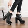 Women's Ankle Boots Platform  Trends Black Short Boot Winter Autumn Leather Gothic Punk Heels Party Shoe Lady Platform Boots