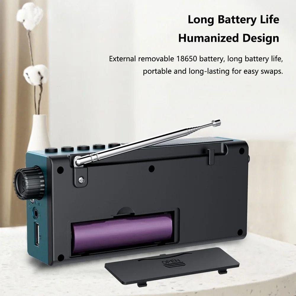 Solar Charging FM Radio Receiver USB TF Card Wireless Bluetooth Speaker Pocket Digital Player