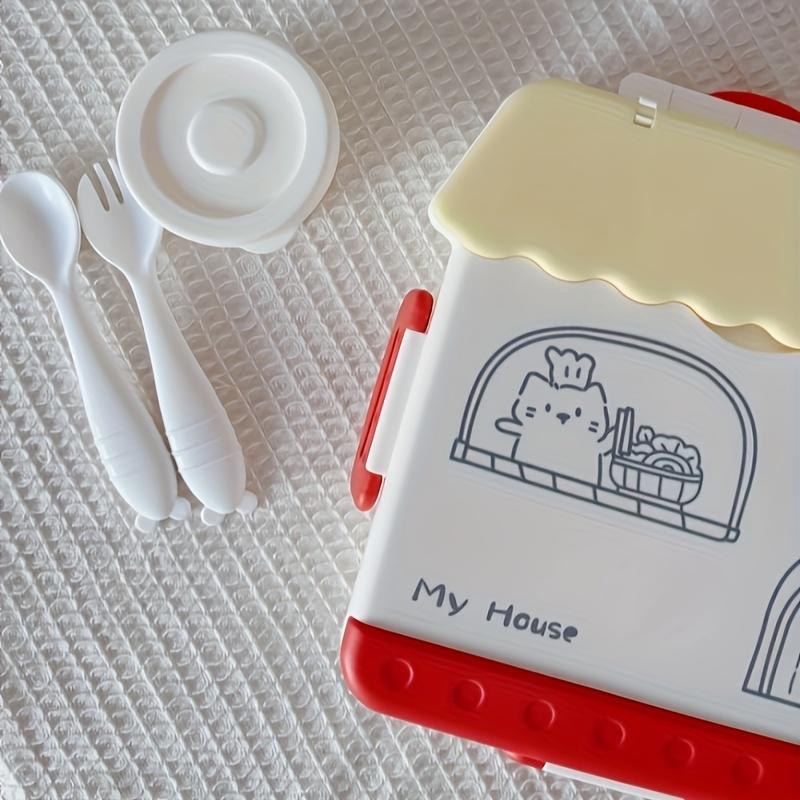 Bento Box for Adults,4 Compartment Microwave-Safe Insulated Lunch Container with Utensils, Durable PP Material, Includes Microwaveable Bowls