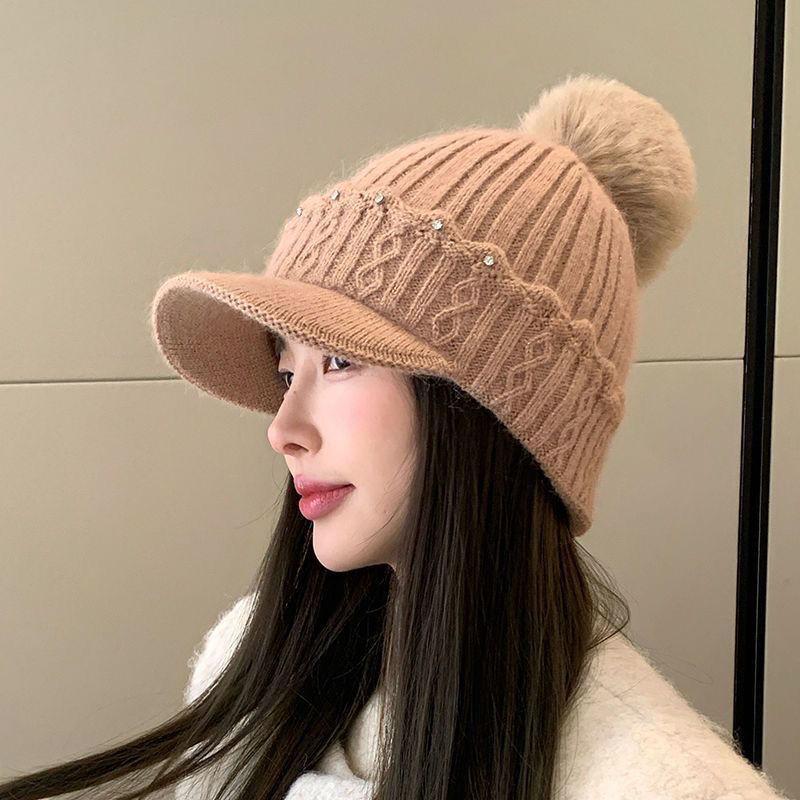 Hat Women's Winter Fleece Knitted Hat Cold-proof and Warm Ear Protector Cap Fashion Thickened Wool Hat