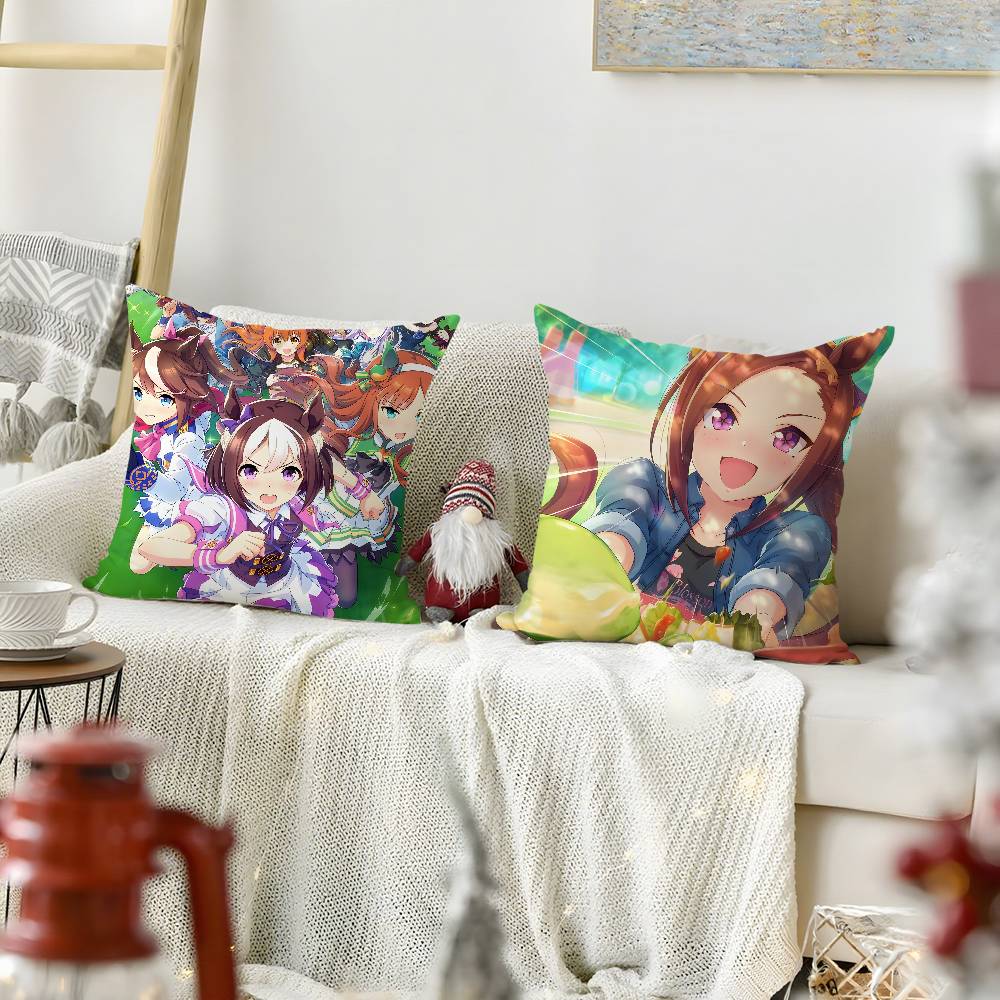 Anime U-Uma Musume Pretty DerbyS Pillow Case Soft Plush Fabric Double Sided Print Decorative Home Living Room Gift Cushion Cover