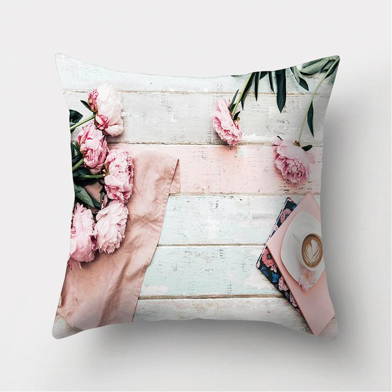Pink Love Rose Floral Pattern Decoration Cushion Pillowcase Sofa Bedroom Home Selection Decoration Cushion Throw Pillow