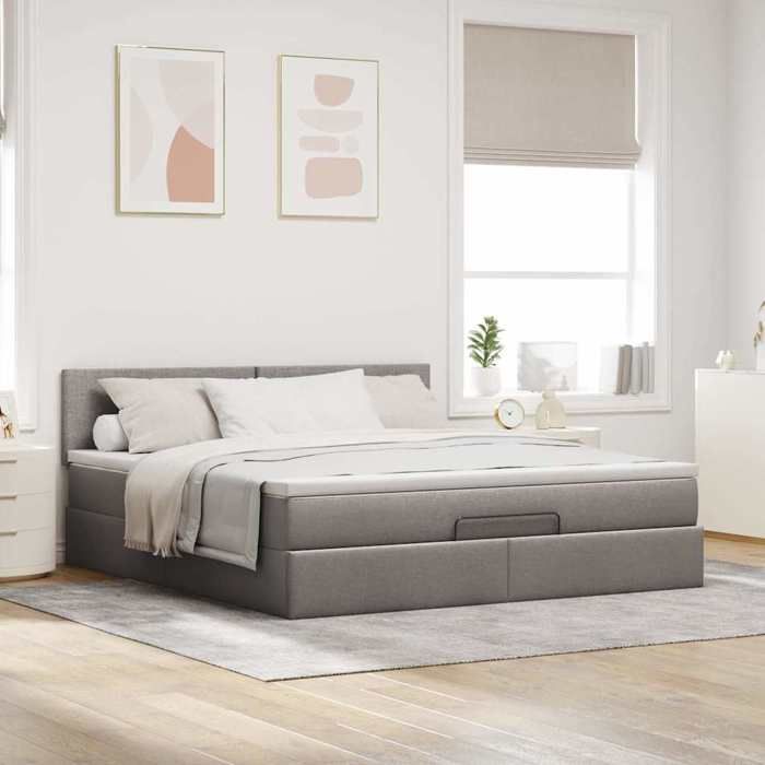 VidaXL Cadre de lit ottoman avec matelas taupe 160x200 cm tissu 3311391