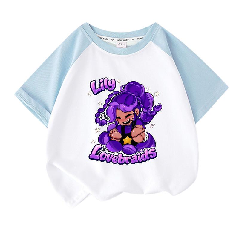 T-shirt Raglan a Maniche Corte Lily Lovebraids per Bambina