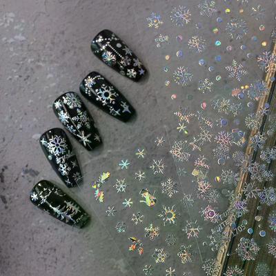 1Sheet Christmas Decorations 2026 New Year Nail Stickers Press On Nails Laser Snowflake Snowman Christmas Tree 3D Nail Decal