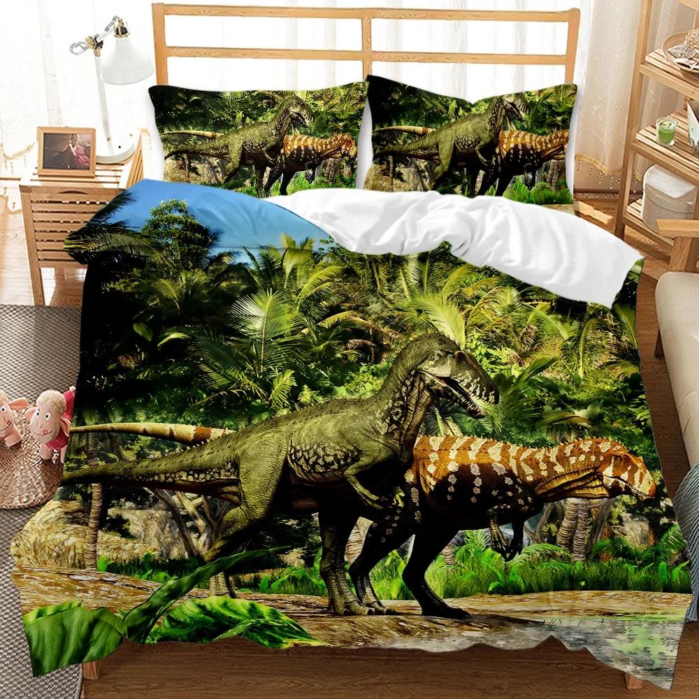 3D Dinosaur Bedding Sets Jurassic World Battle Duvet Cover Unique Dinosaur Quilt Cover Kids Boys King Polyester Comforter Cover
