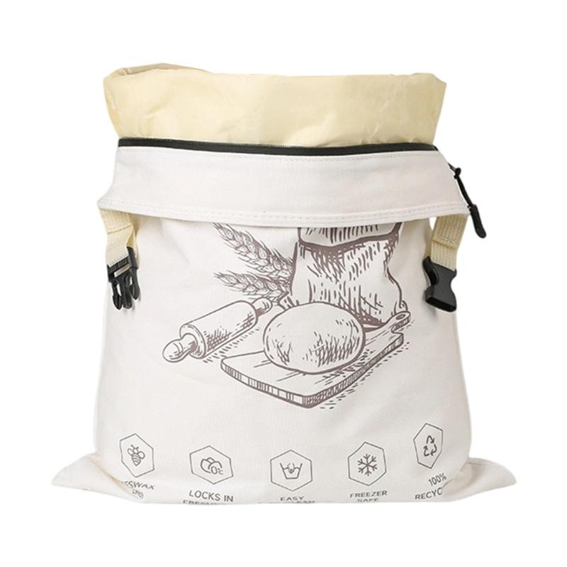 Bees Wax Bread Storage Bag with Elastic Band Food Grade Organic Cotton Wrap For Sourdough Baked Goods Freshness