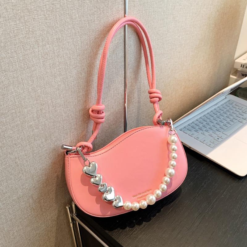 Pearl chain bag women's new niche design women's bag fashion portable messenger shoulder bag