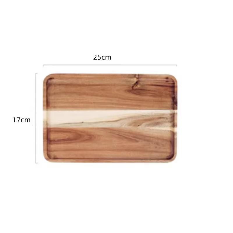 Natural Acacia Wood Tray Coffee Tray Rectangular Plate Fruit Snacks Food Storage Trays Dessert Candy Tray Gongfu Tea Tray