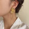 Gold flower fringed earrings fashion stud earrings light luxury high sense cold wind temperament earrings
