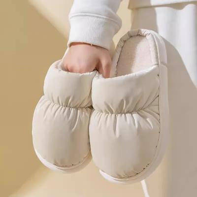 Winter Damen Hausschuhe Wasserdicht Warm Plüsch Baumwolle Pantoletten Indoor Zuhause Rutschfest Dicke Sohle Pelzige Schuhe Paare Schlafzimmer Flats