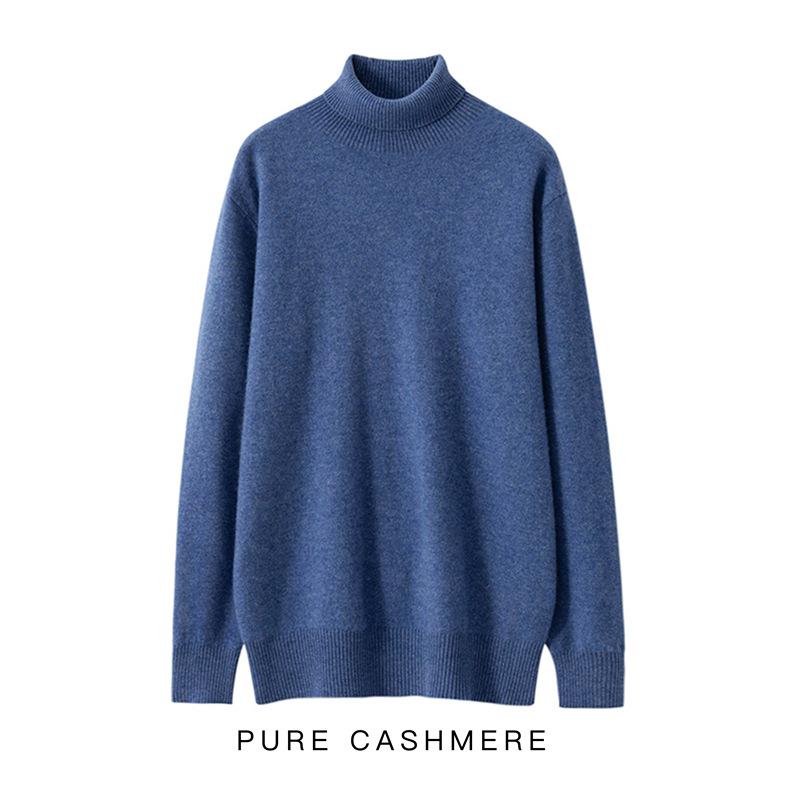 

Men s Seamless High Neck 100% Cashmere Sweater - Versatile Autumn/Winter Knitwear M