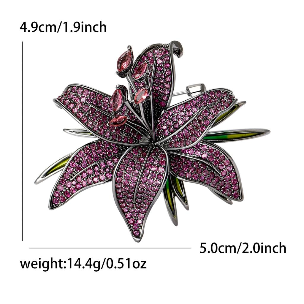 Korean style fashionable retro zircon flower brooch copper micro inlaid high-end chest flower brooches elegant temperament accessory
