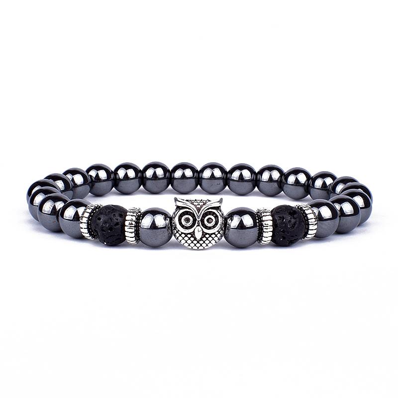 Vintage Lion Head Beaded Bracelets Men Obsidian Lava Stone Dog Paw Charm Bracelets & Bangles for Women Friendship Jewelry Gift
