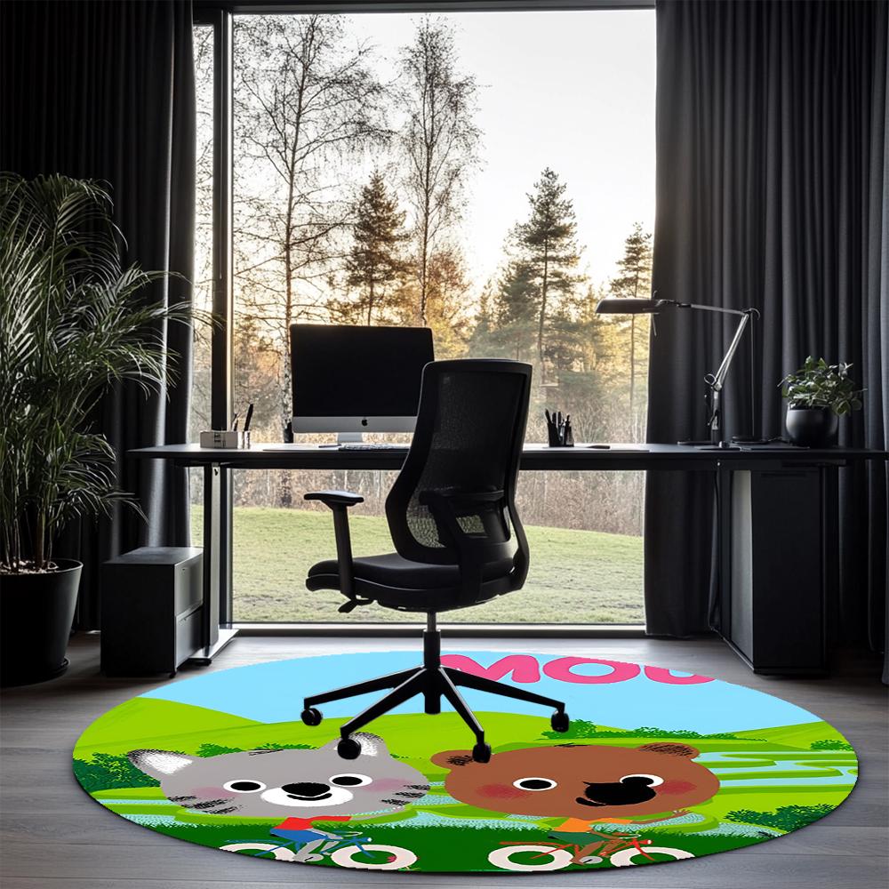 Mouk Printed Round Rug Carpet Chair Rug Area Rug Entryway Doormats,for Office Chair Living Room Bedroom Kitchen Room.