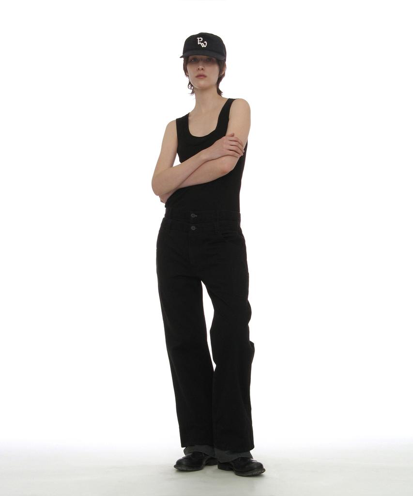 PARTIMENTO WOMEN Washed Pw Embroidered Grandad Cap_Navy