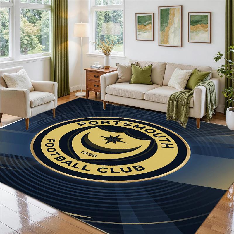 Portsmouth FC Design Kristall-Samt-Teppich Weich Dekorative Matte für Schlafzimmer Eingang