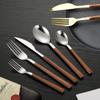 Korean Style Stainless Steel Cutlery Set: Knife, Fork, Spoons with Creative Anti-Wood Handles for Steak, Fruit, and Dessert