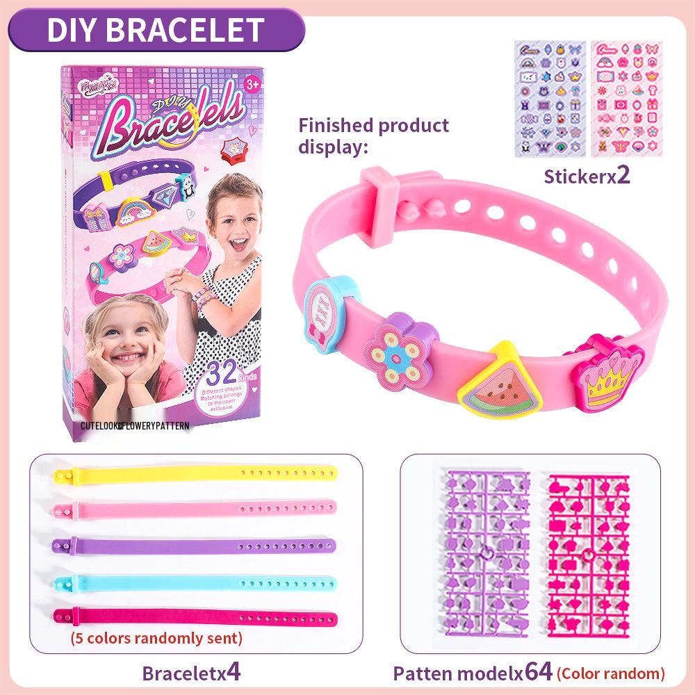 Children s DIY Beaded Bracelet & Anklet Set: Cartoon Letter Jewelry Toy for Girls