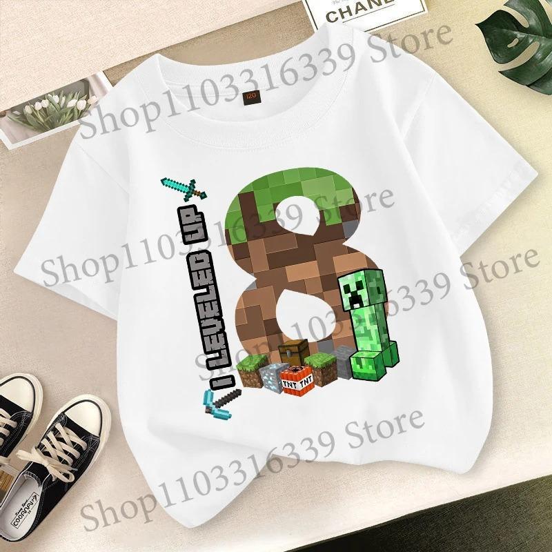 Birthday Number T-shirt Party Supplies Gift Minecrafted Cartoon Children Clothes Boy Tops Summer Short Sleeve round neck Tees