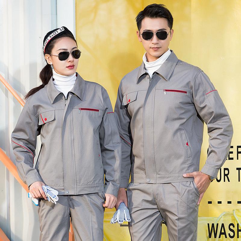 Men's Durable Cotton Workwear Set - Autumn/Winter Protective Welding & Auto Repair Uniform with Print Embroidery