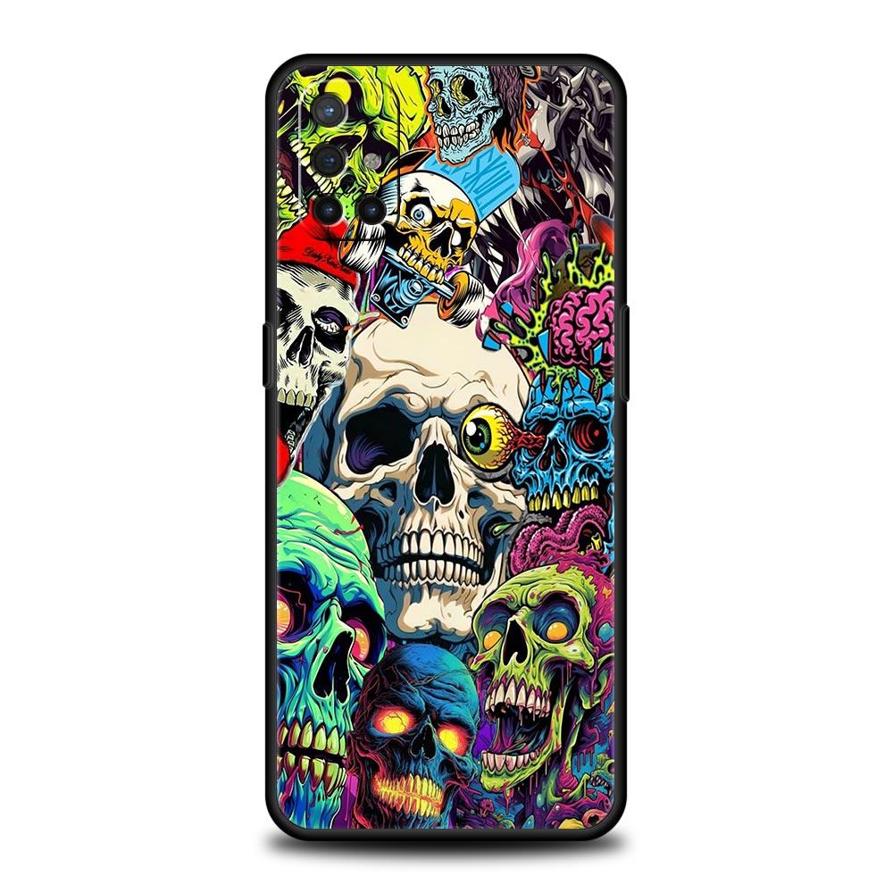 Phone Case For Oneplus 13R 13 12 10T 11 R10 Nord N100 N200 N10 9 9R CE 2 3 Z Pro Lite 5G Soft TPU Cover Skeleton Skull Funda Bag