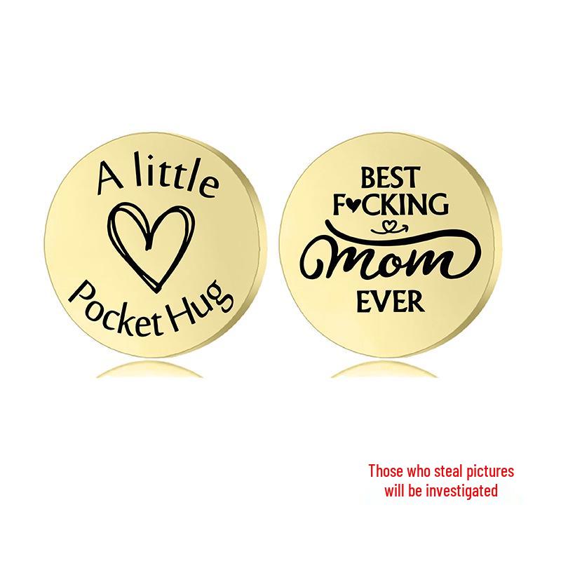 Lucky Charm Motivational Coin: Engravable Stainless Steel Couple & Family Gift Ornament.