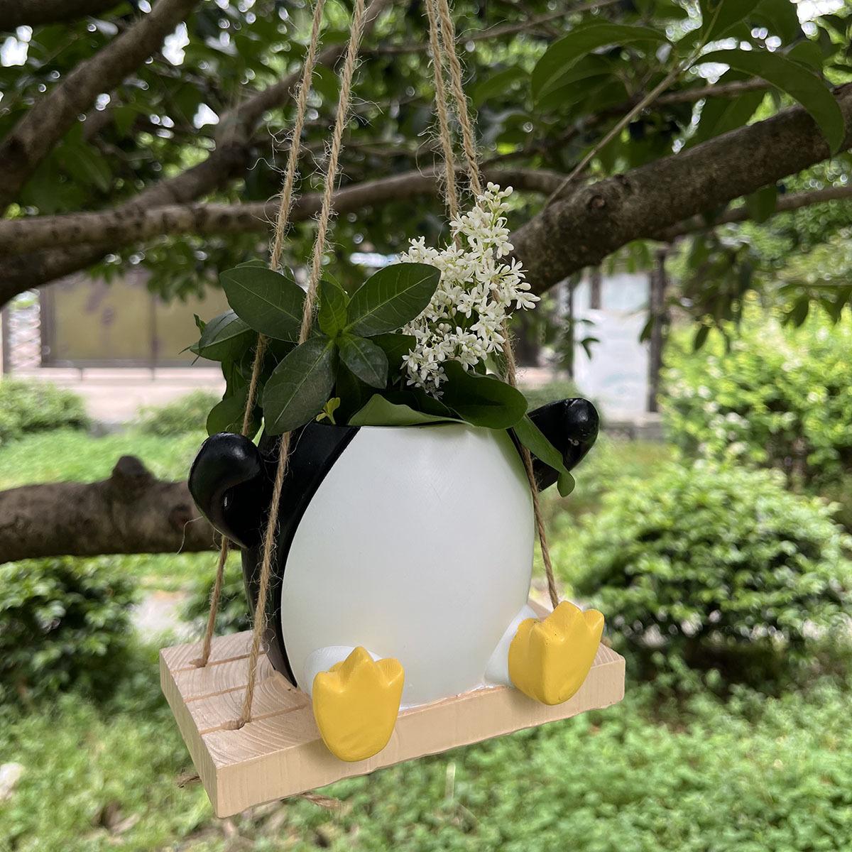 

Cute animal resin swing flower pot gardening decoration atmosphere layout garden repair accessories