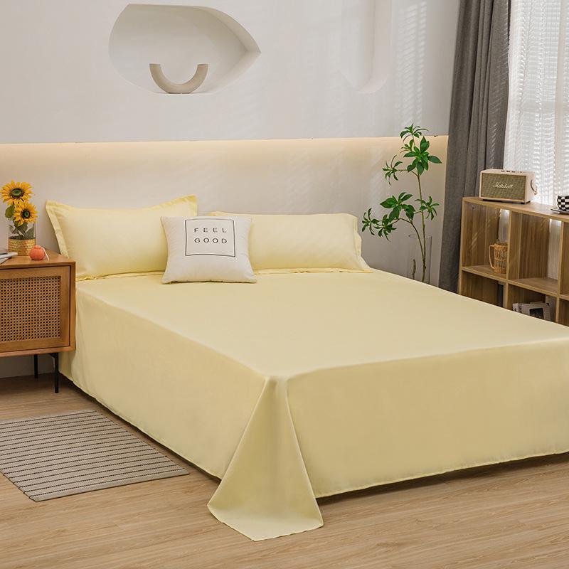 Solid Color Washed Cotton Bed Sheet Set - Fitted Sheet & Duvet Cover for Dorms