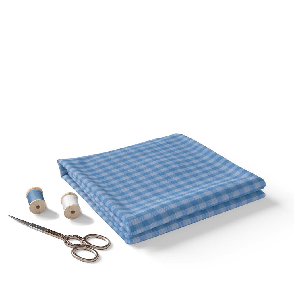 Premium Blått Rutete Gingham-stoff | 100% Bomull, 240 GSM, Garnfarget – Perfekt for Skjorter & Møbeltrekk