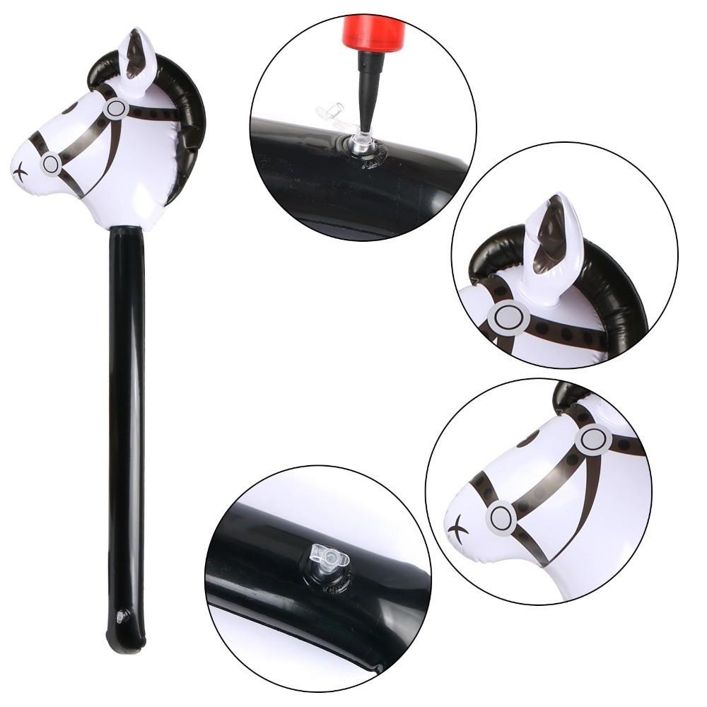 Cartoon Horse Head Stick Balloon PVC Inflatable Stick Horse New Animal Long Sticks Balloon  Kids