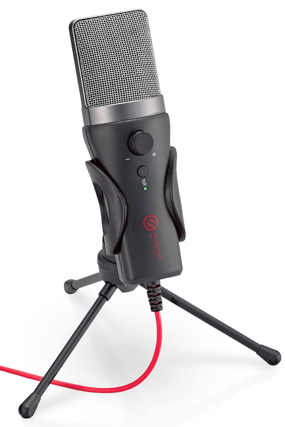 

ELECOM HS-MC13UBK Unidirectional Condenser Microphone, USB Connection, Mute Function, Gain Control, Mini Tripod, Black