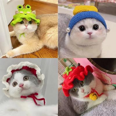 Simpatico Raffinato Cappello da Gatto Elastico Autunno Inverno Cappello per Animali Domestici Cuccioli Gattini Cappello Lavorato a Maglia Accessori per Gatti Decorazione Oggetti di Scena per Feste Servizio Fotografico