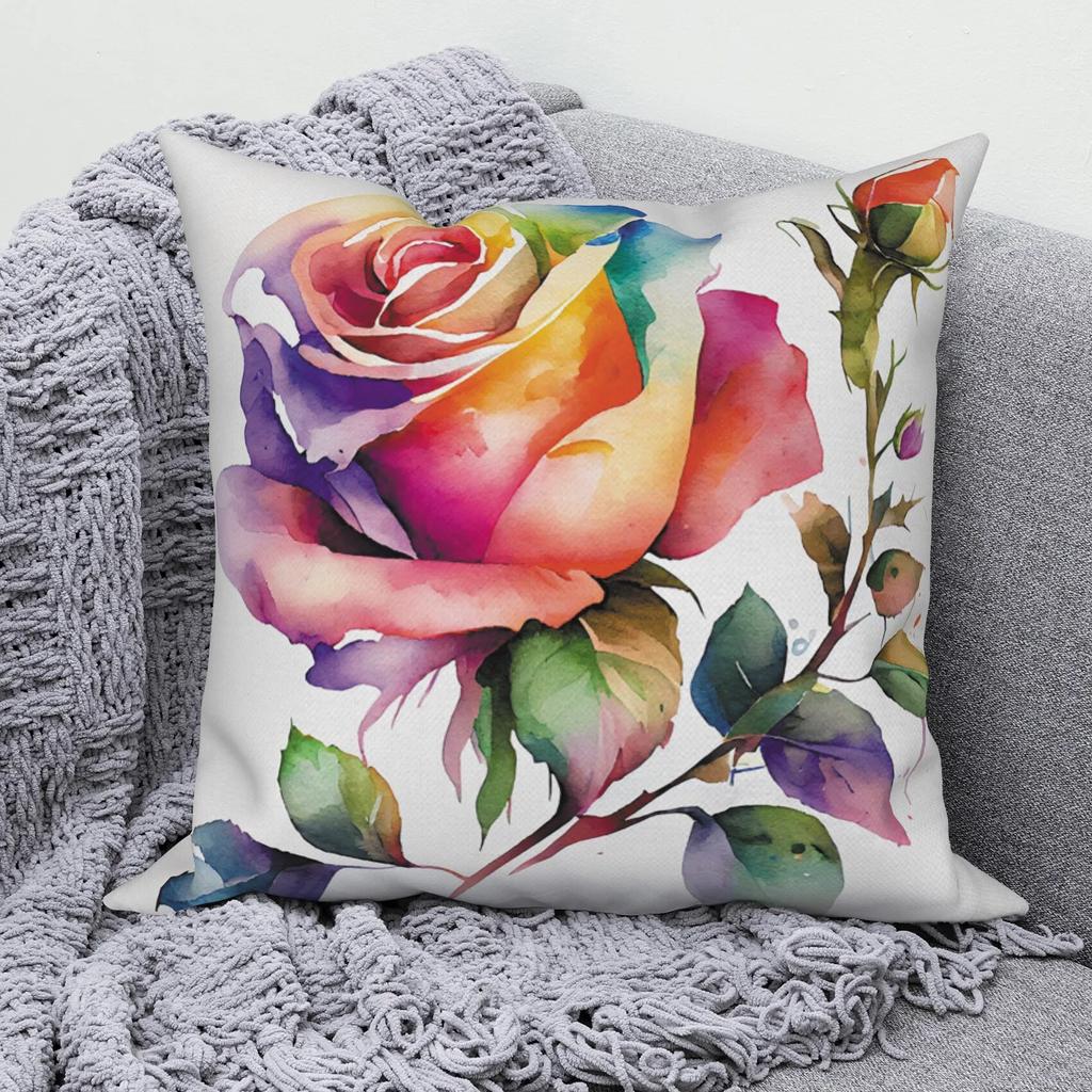 Kissenbezug, modernes Sofa, quadratisch, Kissenbezug, Heimdekoration, Rosen-Blumen-Überwurfmuster