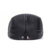 Casual PU Leather Beret Hat Adjustable Strap Hip Hop Panama Hat Vintage Newsboy Cap For Men Women