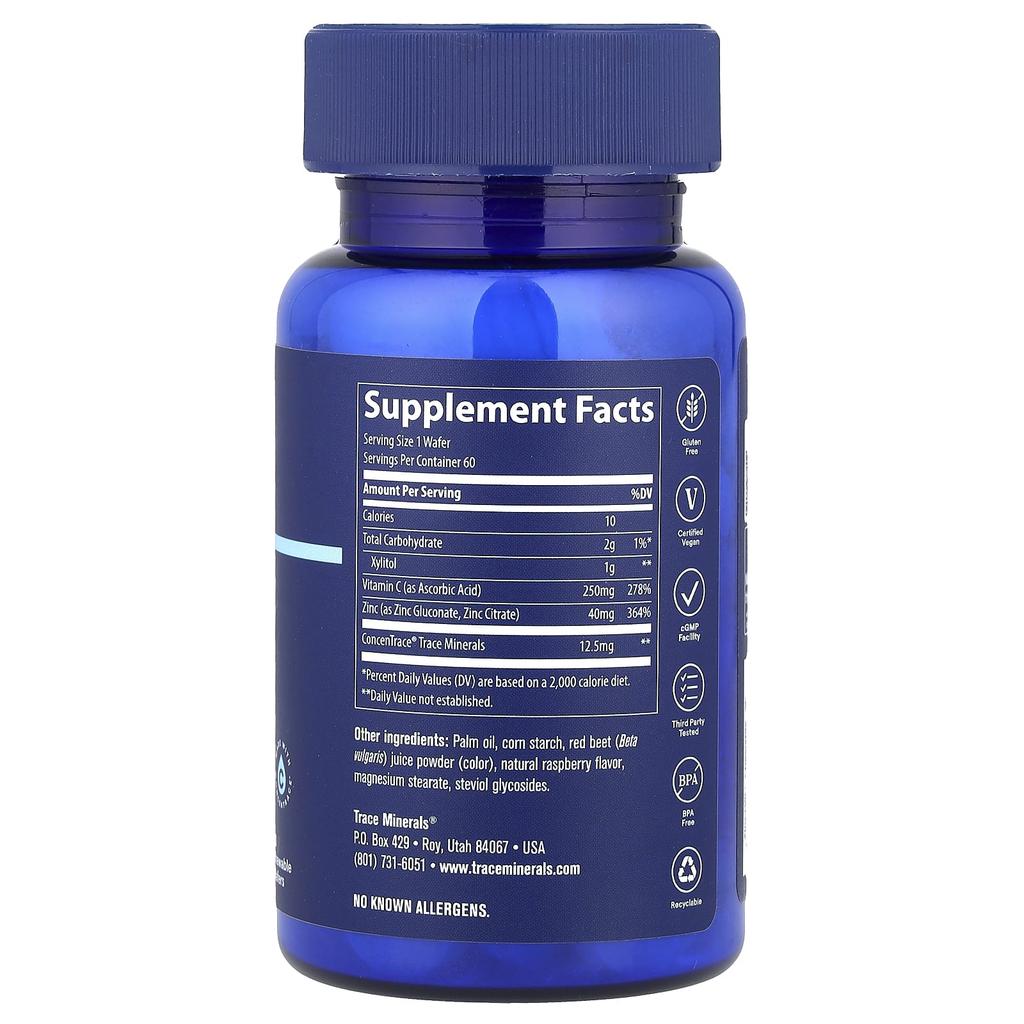 Zinc + Vitamin C Chewables, Raspberry, 60 Chewable Wafers