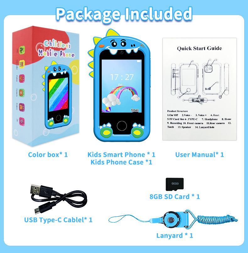 Einhorn Dual-Kamera Pädagogisches Touchscreen-Telefon für Kinder - Frühes Lernen und Weihnachts-Edition