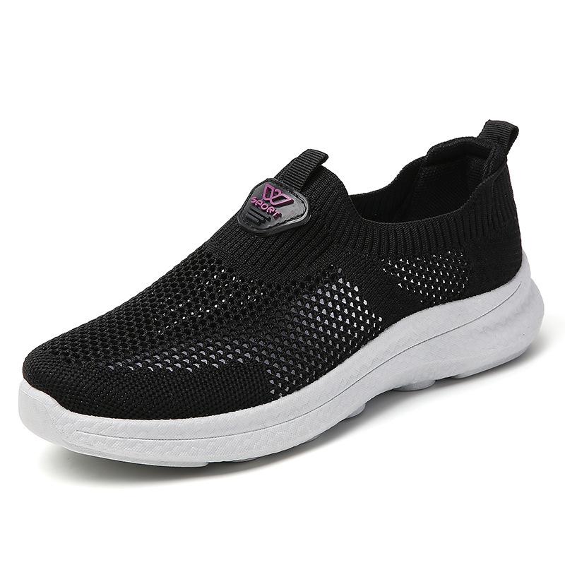 Summer casual women's shoes one pedal lazy shoes soft soles walking flying woven breathable mesh comfortable mother shoes foreign trade shoes
