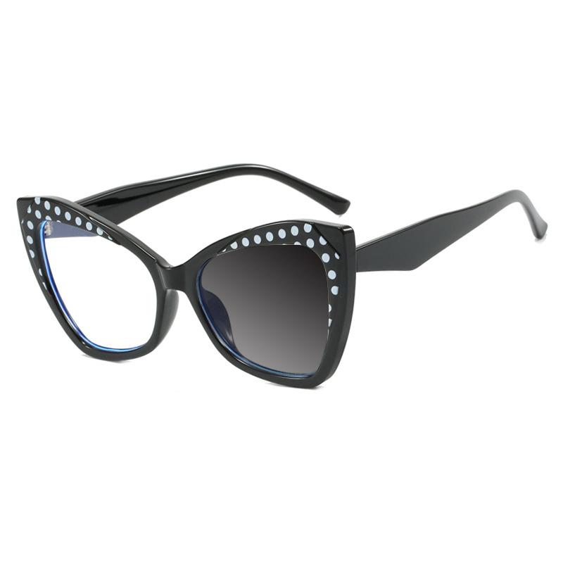 Fashion Cat Eye TR90 Frame Blue Light Blocking Glasses 0 to +4 5 Degrees High Vision Large Frame