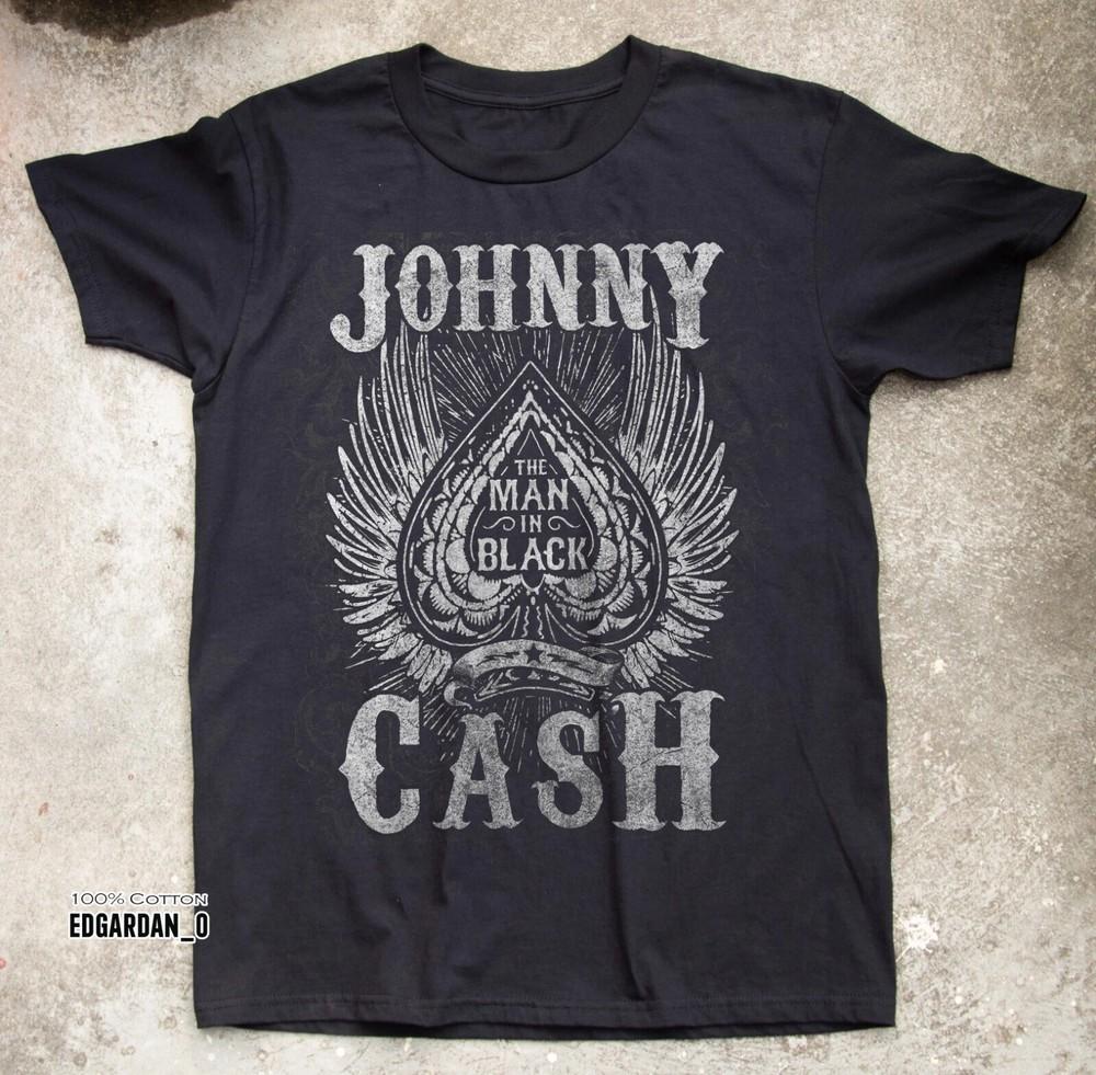 

Johnny Cash Man in Black Logo Heavy Cotton Black Unisex T-shirt Size S-5XL Unisex T-Shirt S