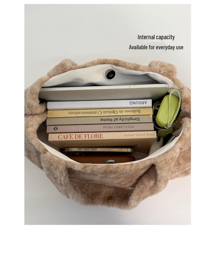 Plüsch Große Tragetasche im koreanischen Stil - Herbst/Winter Damen Lässige Schultertasche