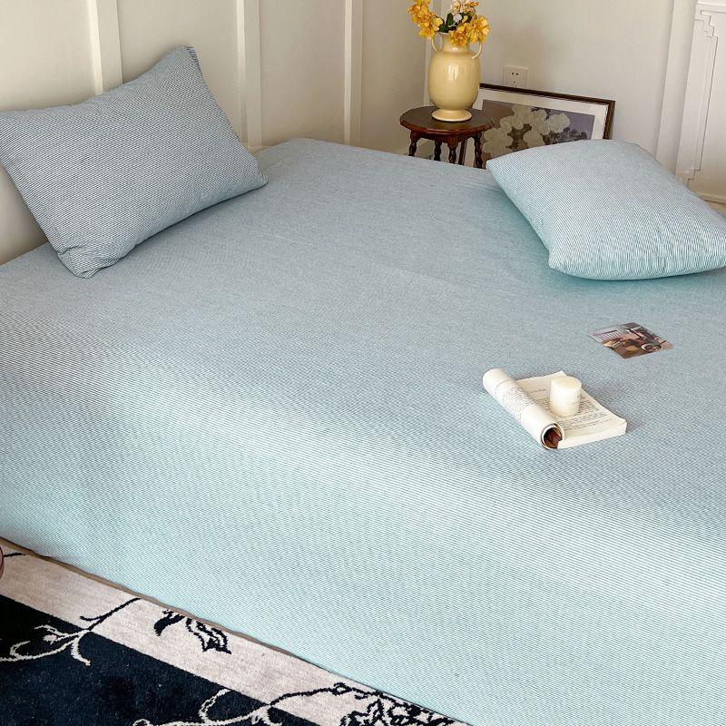 

Minimalist Thin Striped Washed Brushed Thick Bed Sheet for Single Double Student Dormitory 120*230cm