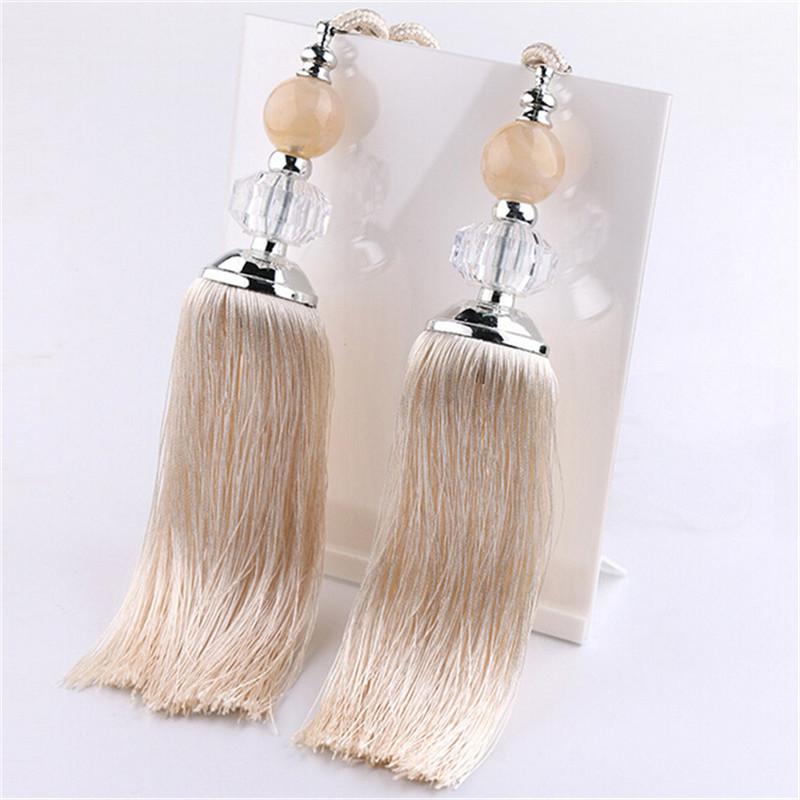 1 Pair Window Curtain Accessories Crystal Hanging Balls Tassel Hand Knitting
