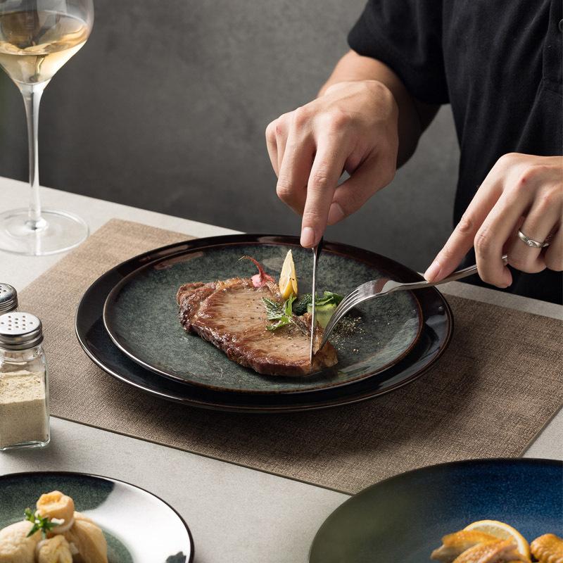 Ceramic Plate Personalized Japanese Tableware Western Dish Plate Creative Home Dish Plate Hotel Restaurant Steak Plate Plating