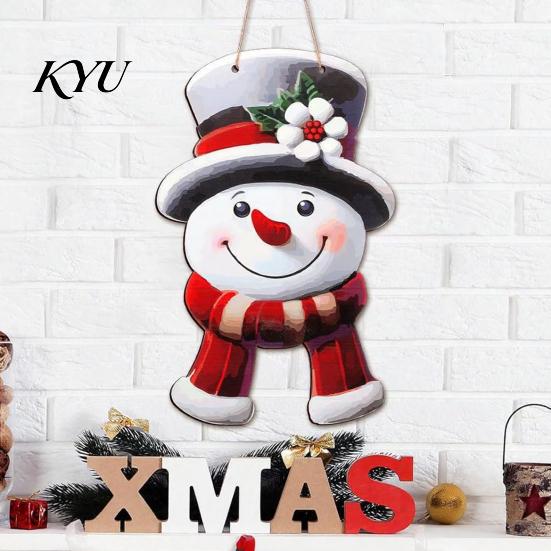 Natural Wood Holiday Accents Wooden Christmas Hanging Pendant, Snowman/Santa Claus/Gnome Ornament with Tree Ornaments Hemp Rope for Indoor Outdoor