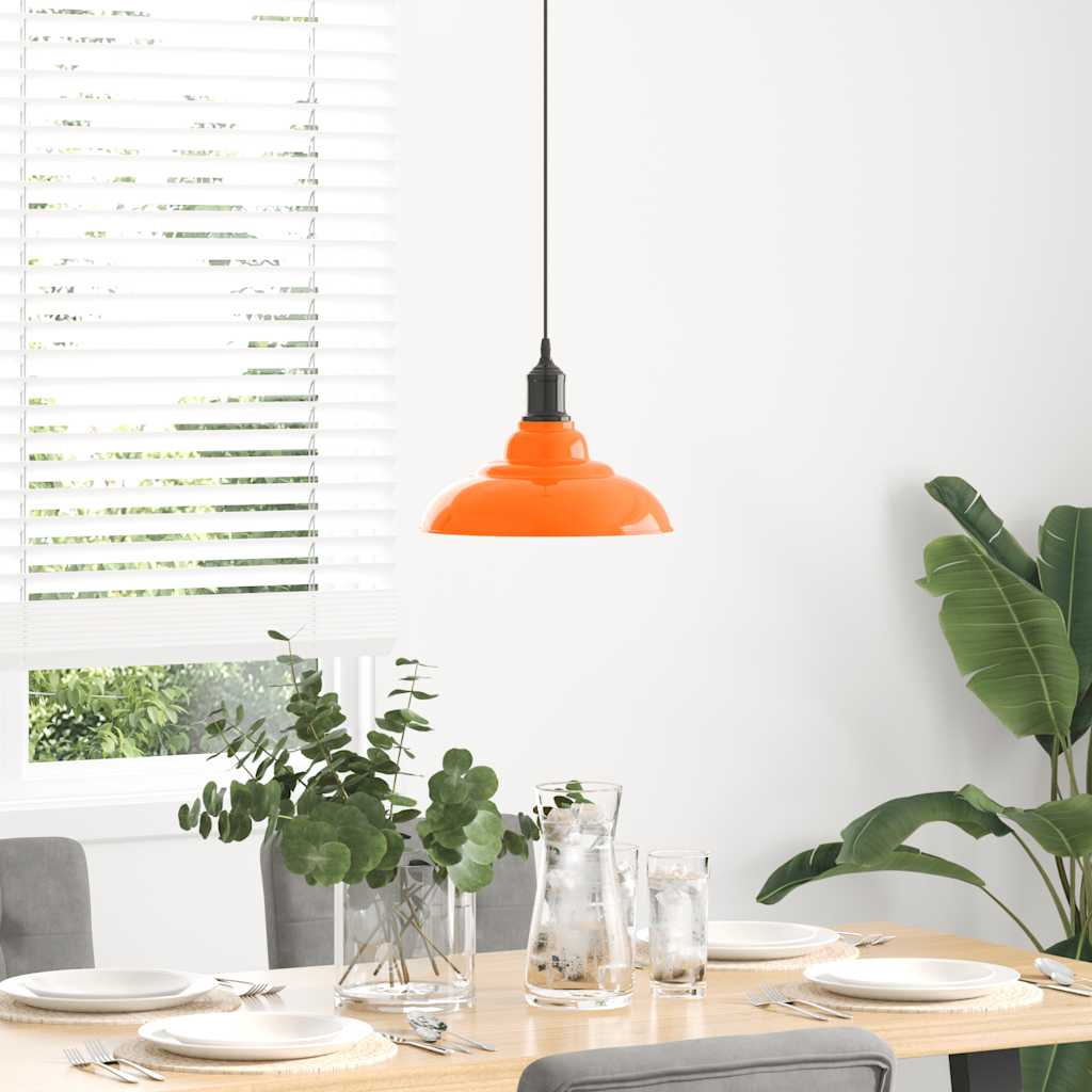 Adjustable Height Pendant Lamp E27 Orange Glossy Ø31 cm Metal