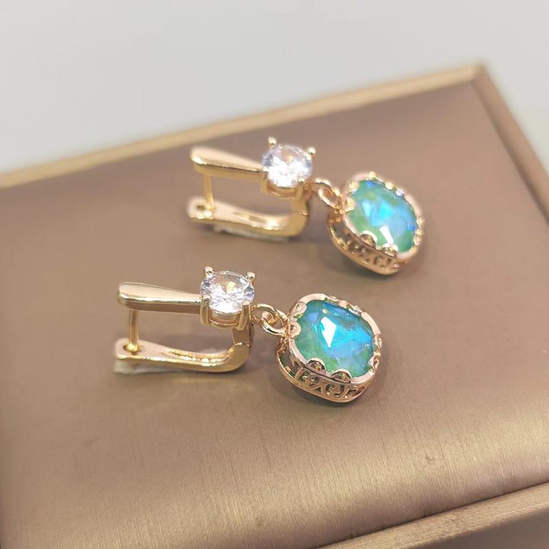 Fashion Party Ohrringe für Frauen 2023 Neue Blaue Quadratische Kristall Zirkon Baumeln Ohrring Luxus Gold Farbe Schmuck Zubehör