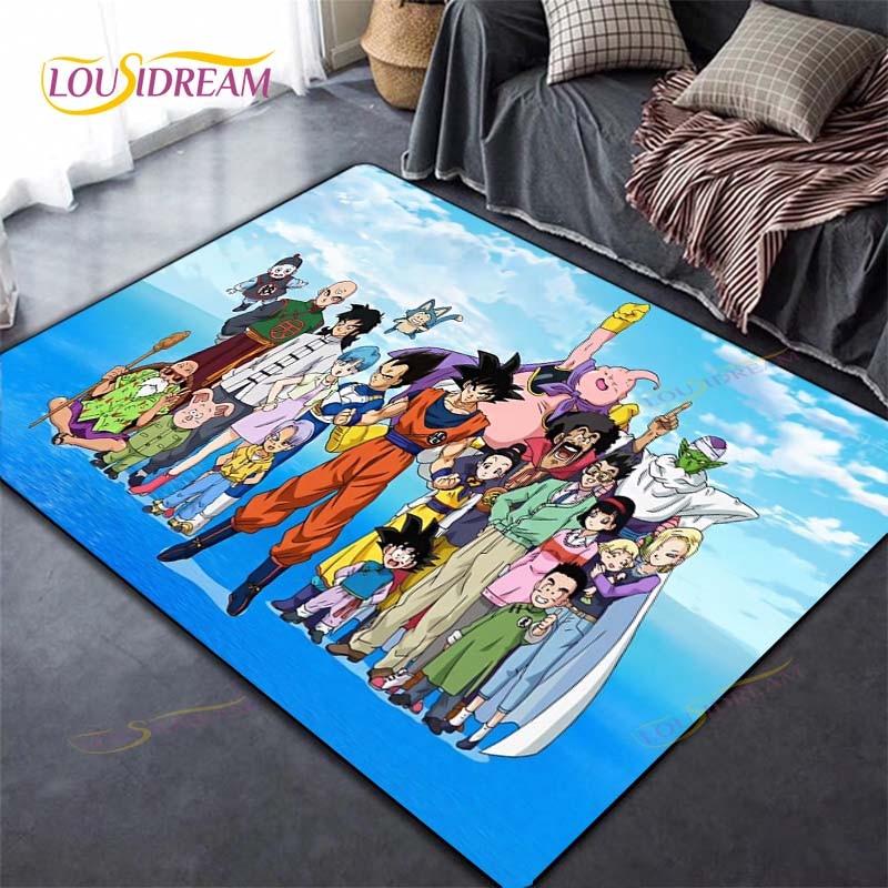 Alfombra antideslizante con dibujos de Dragon Ball Goku para suelo, alfombra cuadrada de calidad para habitación, suelo de baño y cocina extraíble, alfombra impermeable